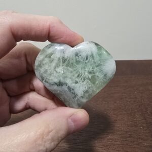 Feather Fluorite Crystal Heart #B